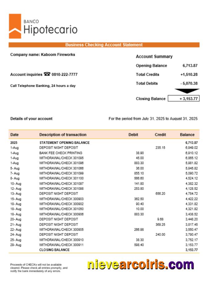 Banco Hipotecario company statement